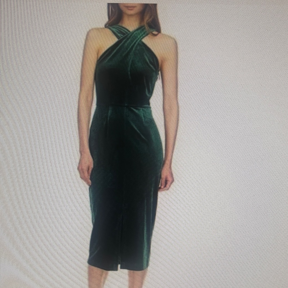 NWT Women’s Michael Kors Stretch Velvet Sleeveless Twist Neck Midi Dress M